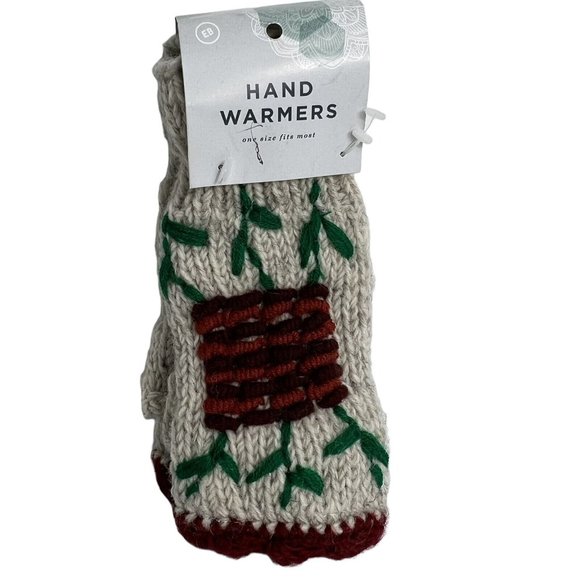 Earthbound Trading Hand Warmers Fingerless Gloves Knit In Nepal Wool Lined New - Picture 8 of 12